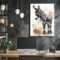 Donkey Watercolor Illustration: Rustic Animal Poster PosterGoat