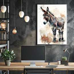 Donkey Watercolor Illustration: Rustic Animal Poster PosterGoat