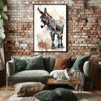 Donkey Watercolor Illustration: Rustic Animal Poster PosterGoat