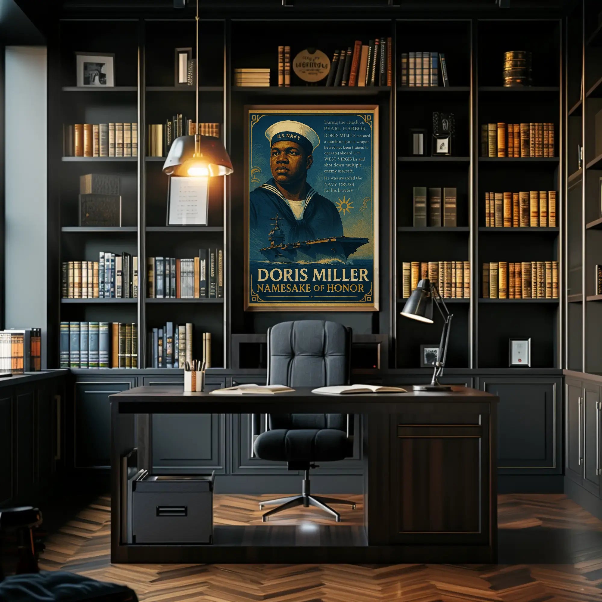 Doris Miller WWII Hero Commemorative Historical Poster PosterGoat