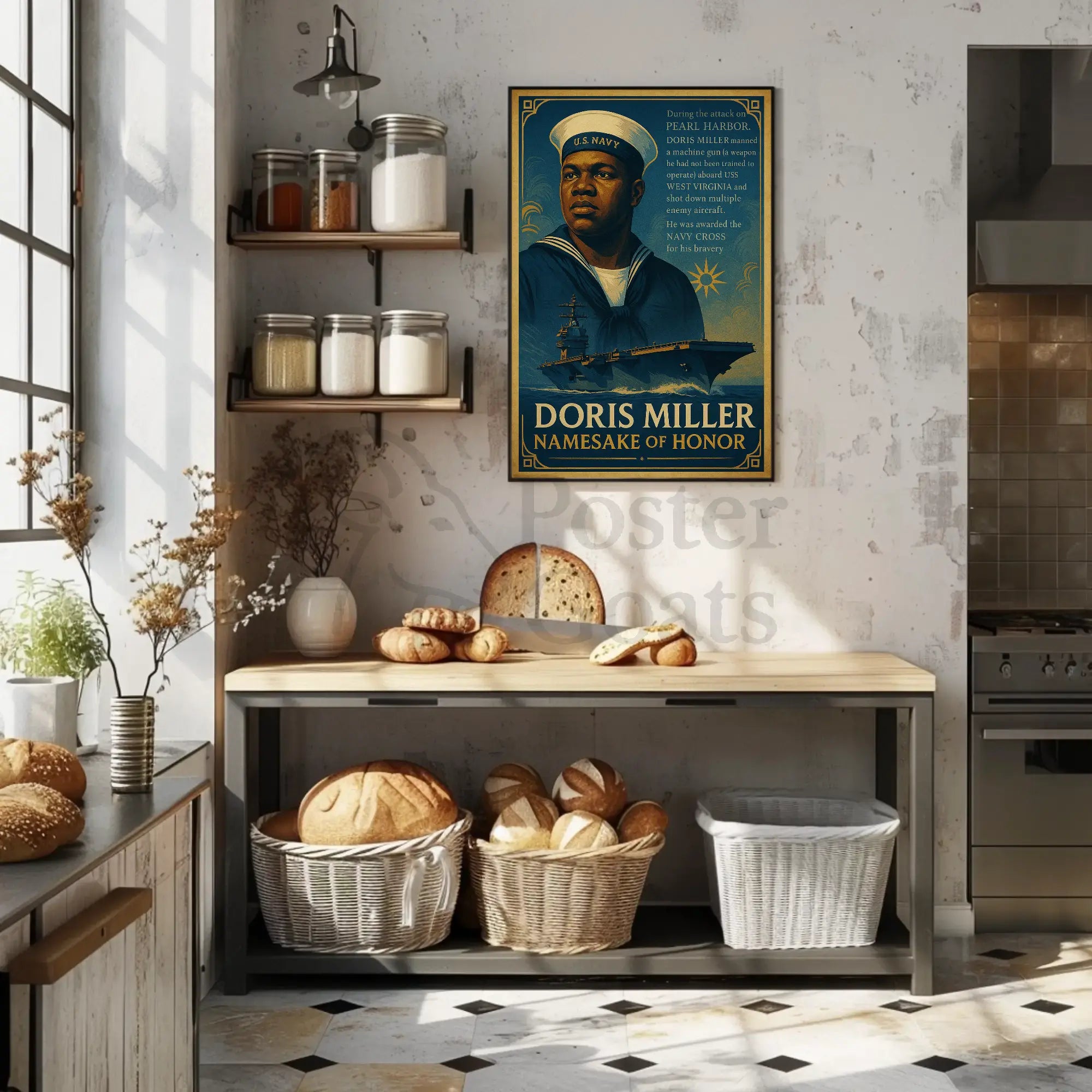 Doris Miller WWII Hero Commemorative Historical Poster PosterGoat