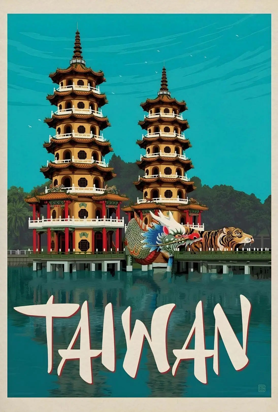 Dragon and Tiger Pagodas Poster PosterGoat