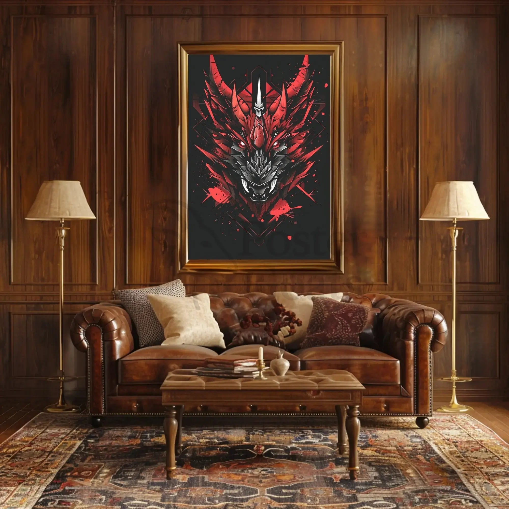 Dragon of Power Modern Art Fantasy Poster PosterGoat