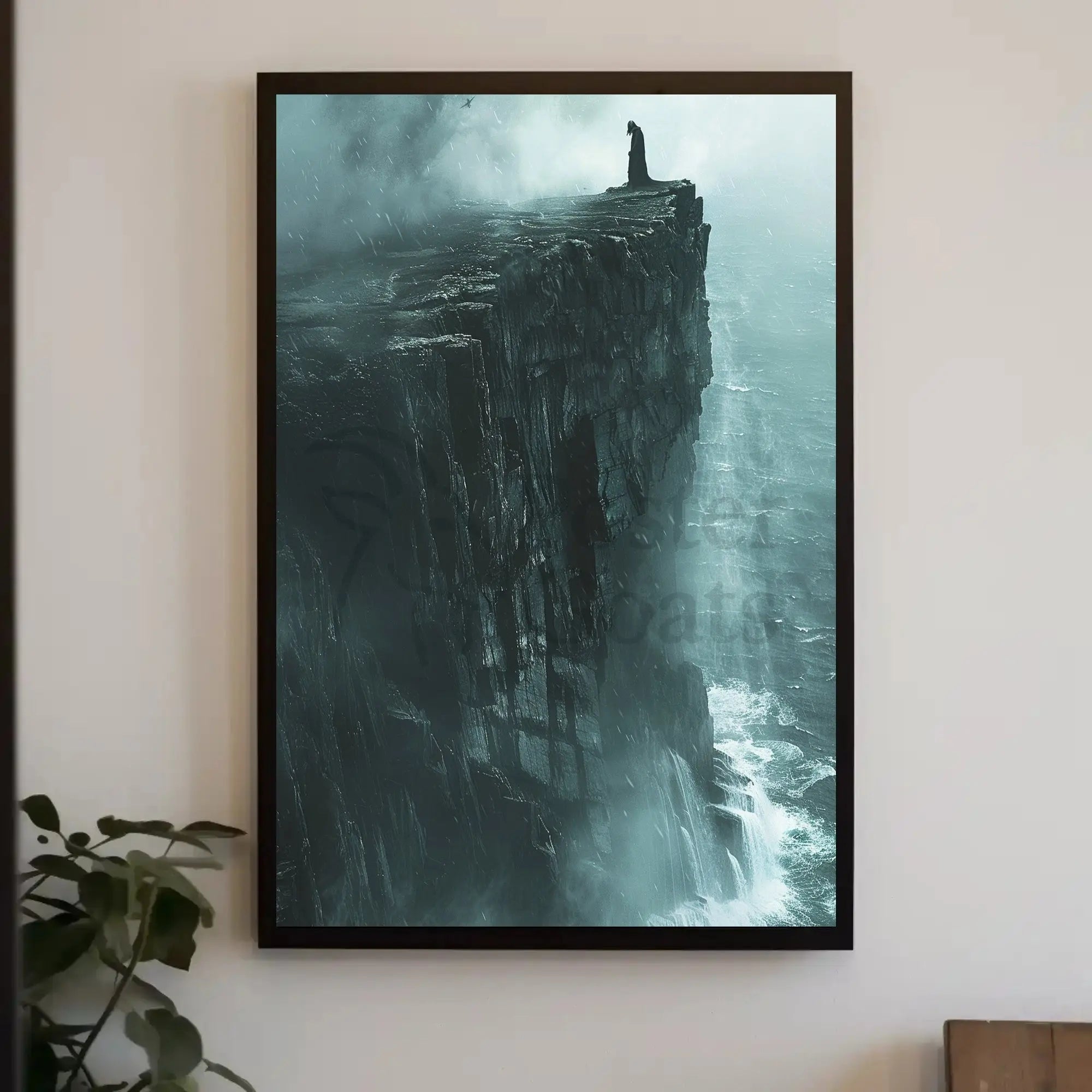 Dramatic Cliffside Mystery Artistic Print PosterGoat