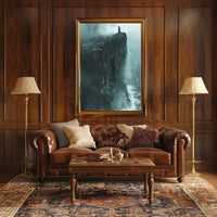 Dramatic Cliffside Mystery Artistic Print PosterGoat