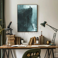 Dramatic Cliffside Mystery Artistic Print PosterGoat