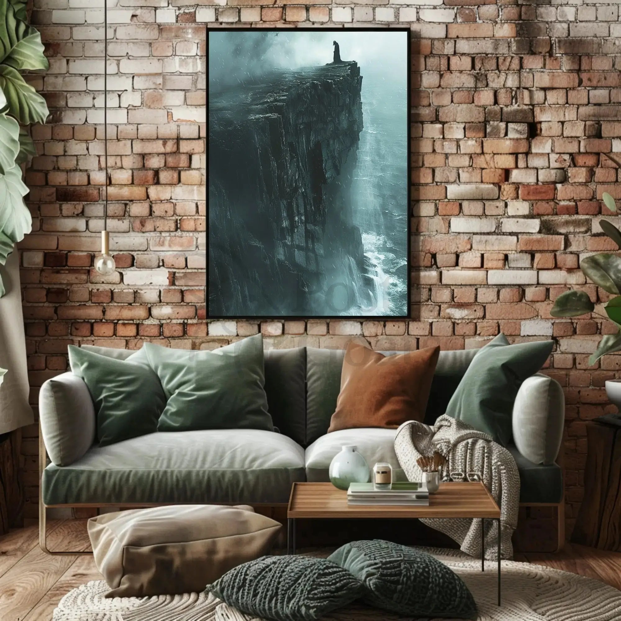 Dramatic Cliffside Mystery Artistic Print PosterGoat
