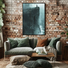 Dramatic Cliffside Mystery Artistic Print PosterGoat