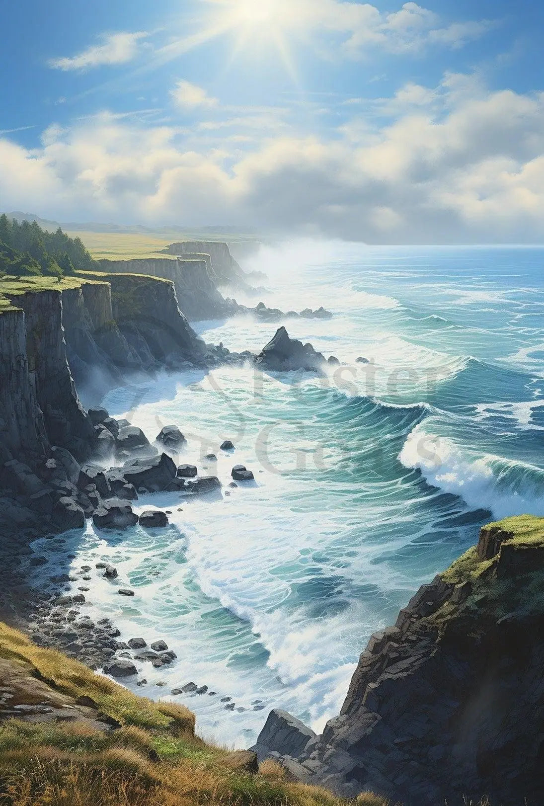 Dramatic Coastal Landscape National Park Poster PosterGoat