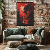 Dramatic Confrontation Under Red Moon Futuristic Sci-Fi Poster PosterGoat