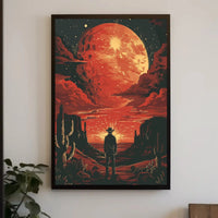 Dramatic Cowboy Adventure Poster in Futuristic Sci-Fi Style PosterGoat
