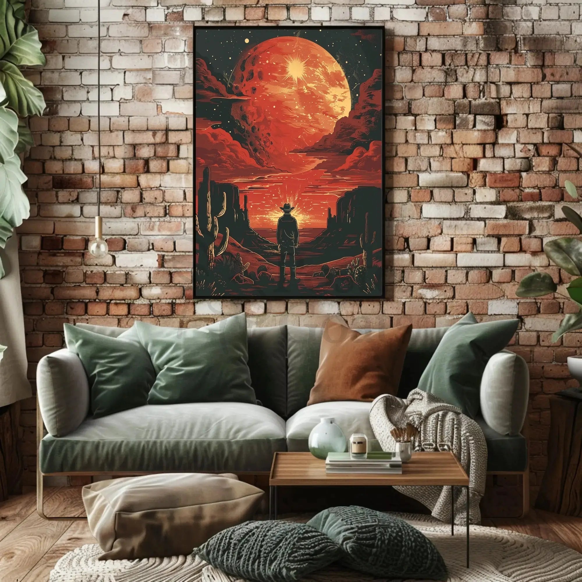 Dramatic Cowboy Adventure Poster in Futuristic Sci-Fi Style PosterGoat