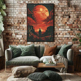 Dramatic Cowboy Adventure Poster in Futuristic Sci-Fi Style PosterGoat