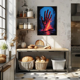 Dramatic Hand Of Fire Artistic Pop Culture Poster PosterGoat