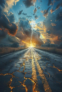 Dramatic Lightning Landscape Surreal Art Poster, Abstract and Artistic PosterGoat