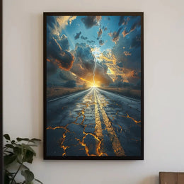 Dramatic Lightning Landscape Surreal Art Poster, Abstract and Artistic PosterGoat
