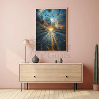 Dramatic Lightning Landscape Surreal Art Poster, Abstract and Artistic PosterGoat