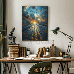 Dramatic Lightning Landscape Surreal Art Poster, Abstract and Artistic PosterGoat
