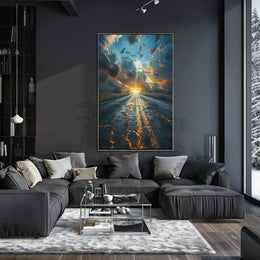 Dramatic Lightning Landscape Surreal Art Poster, Abstract and Artistic PosterGoat