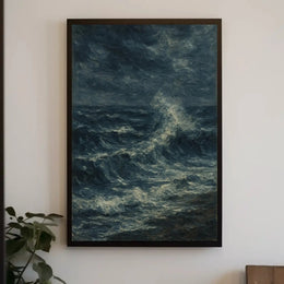 Dramatic Ocean Seascape Art: Impressionist Waves Poster PosterGoat