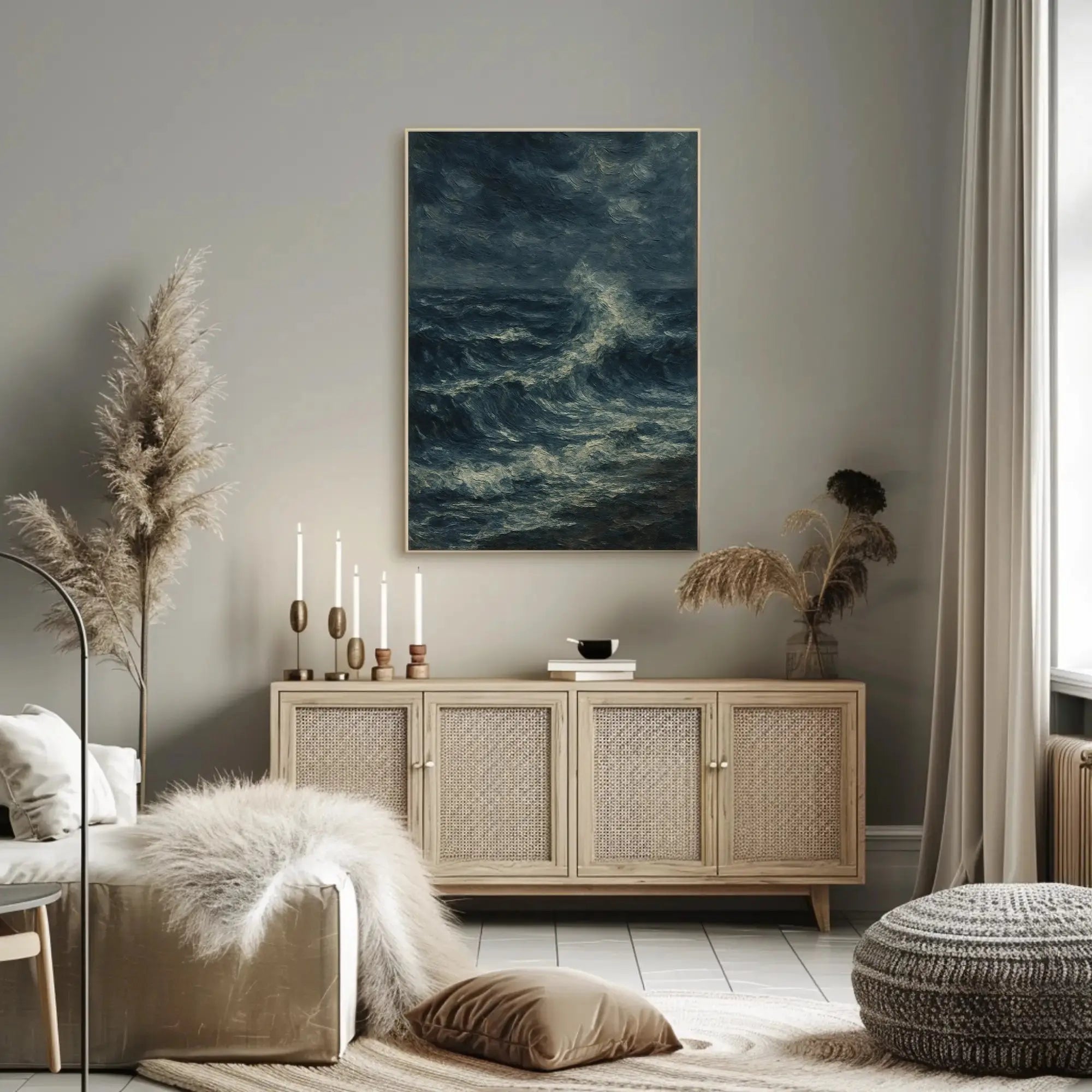 Dramatic Ocean Seascape Art: Impressionist Waves Poster PosterGoat