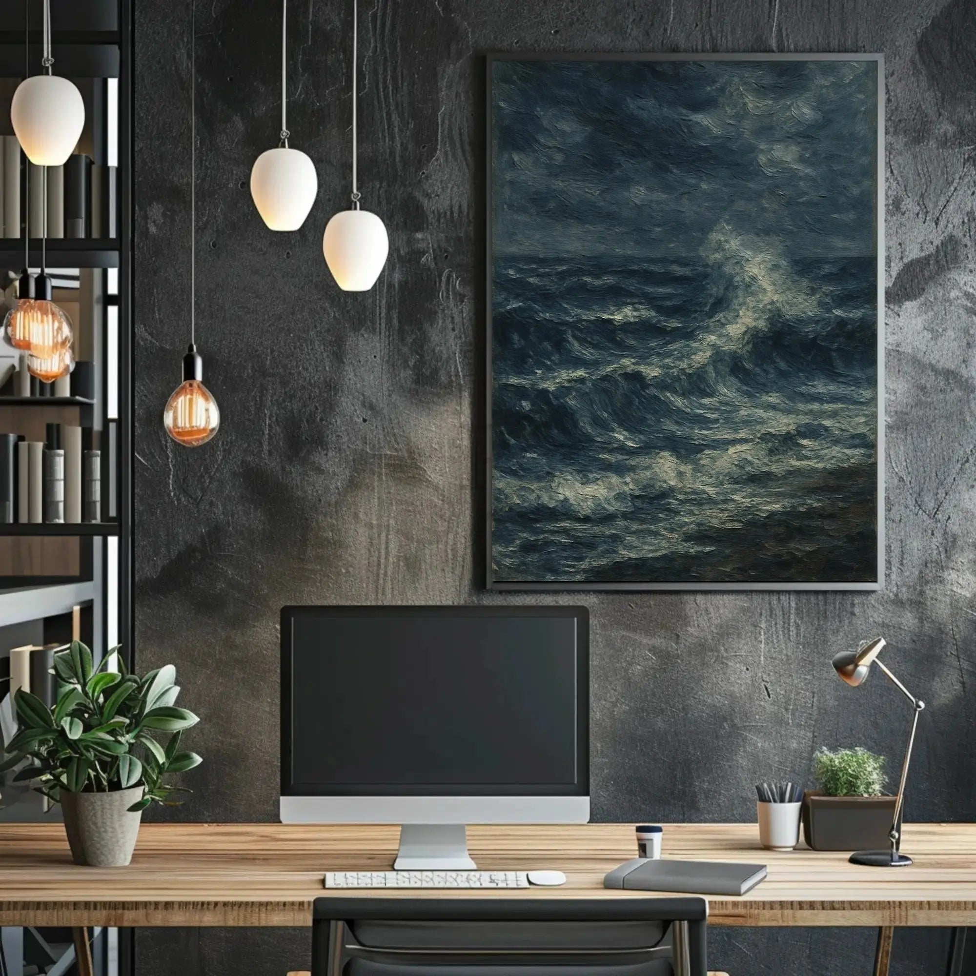 Dramatic Ocean Seascape Art: Impressionist Waves Poster PosterGoat