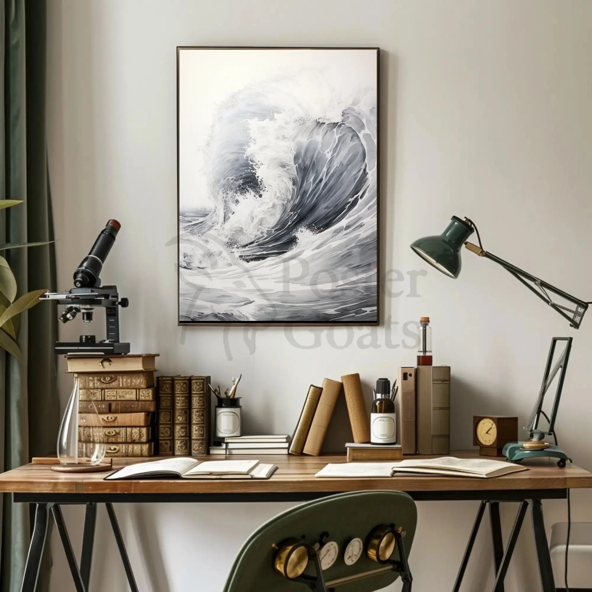 Dramatic Ocean Wave Japanese-Style Artistic Poster PosterGoat