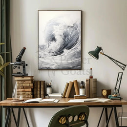 Dramatic Ocean Wave Japanese-Style Artistic Poster PosterGoat