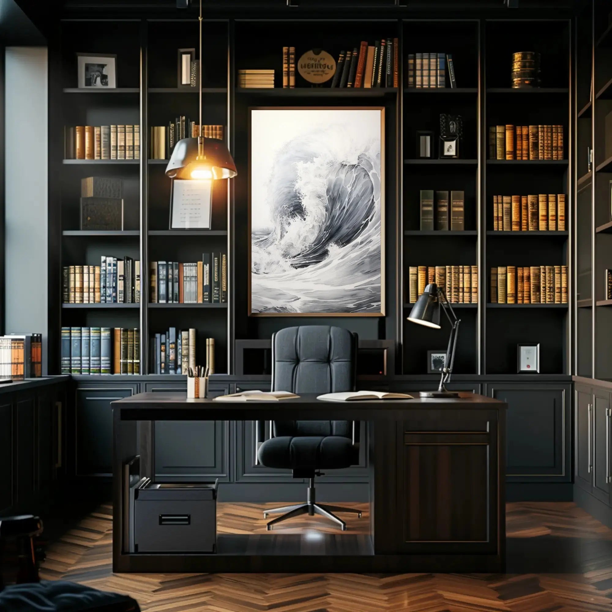 Dramatic Ocean Wave Japanese-Style Artistic Poster PosterGoat