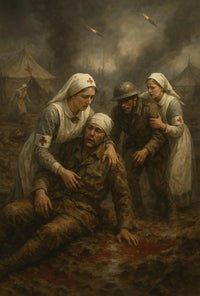 Dramatic World War I Battlefield Scene Historical Poster PosterGoat