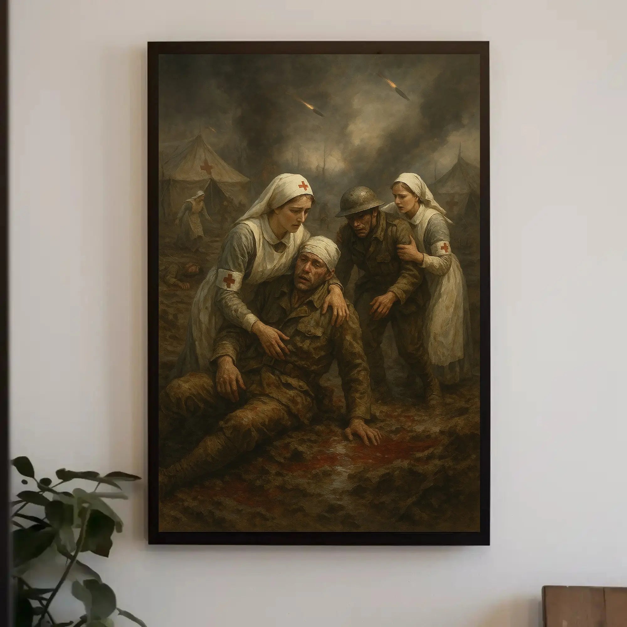 Dramatic World War I Battlefield Scene Historical Poster PosterGoat