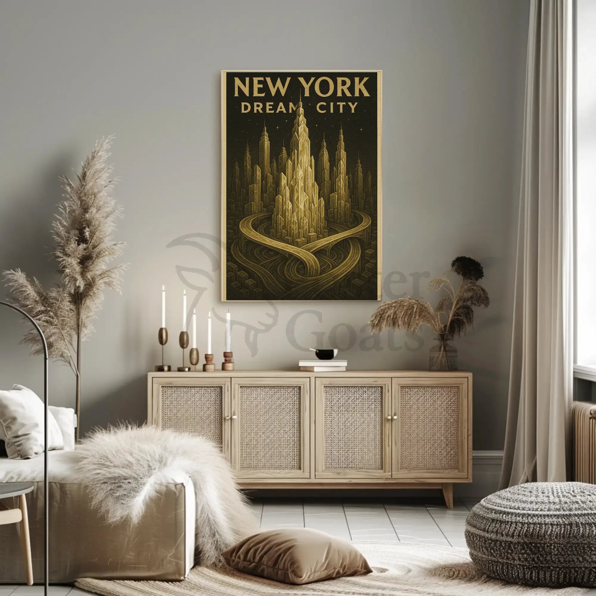 Dream City New York Artistic Travel Poster PosterGoat