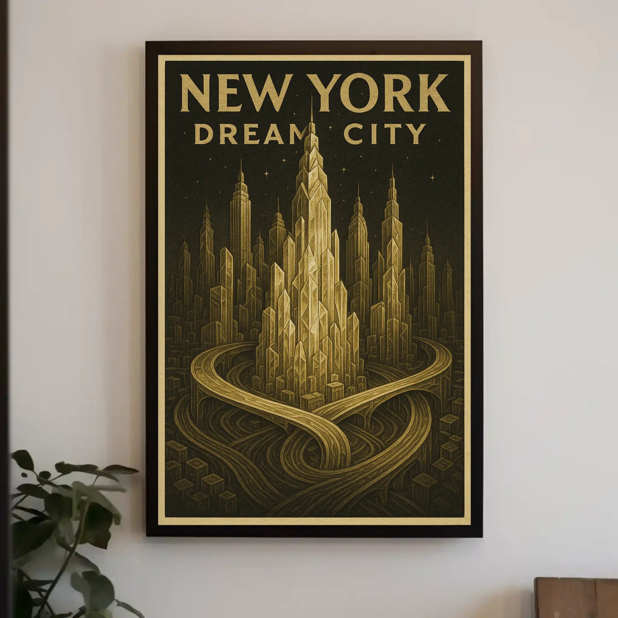 Dream City New York Artistic Travel Poster PosterGoat