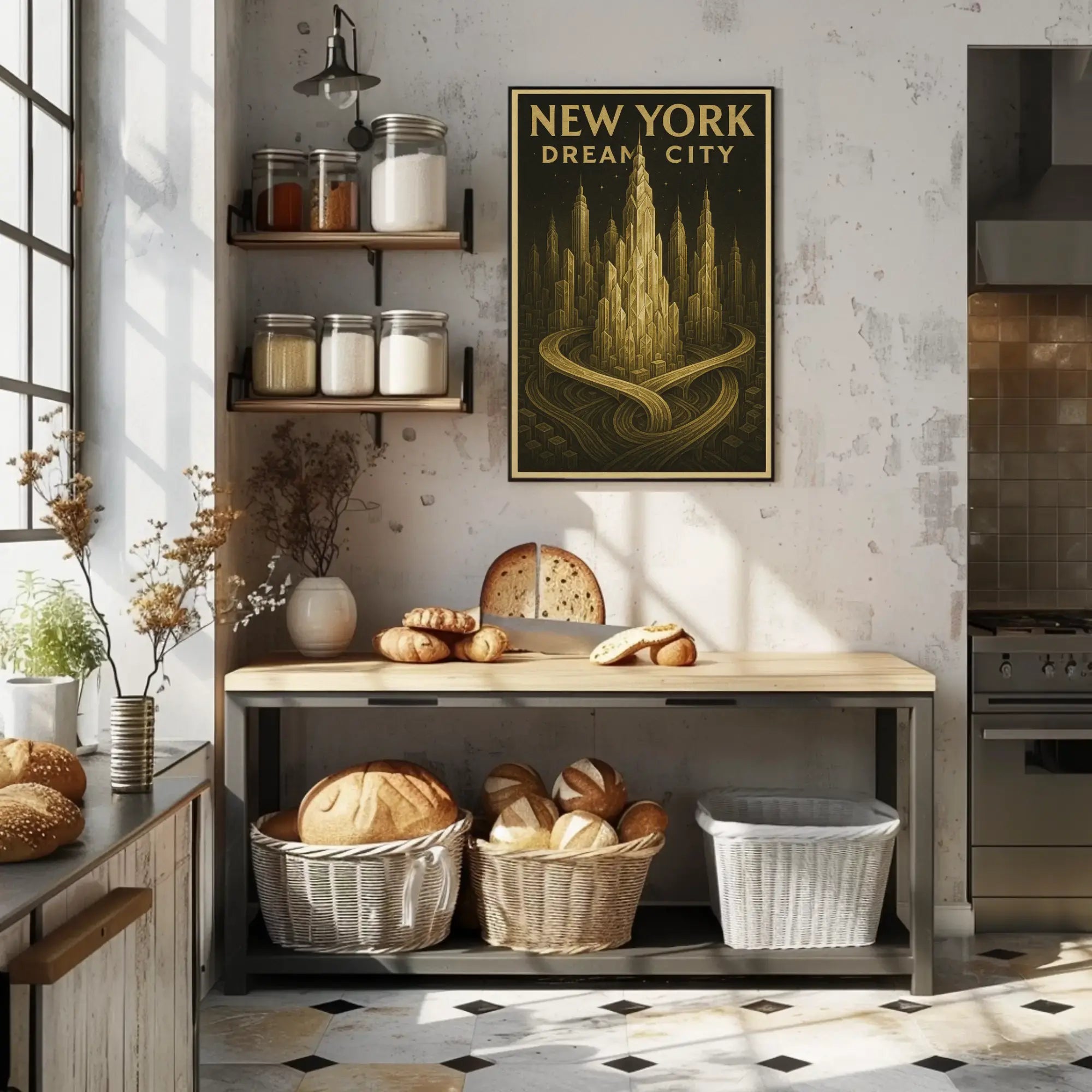 Dream City New York Artistic Travel Poster PosterGoat