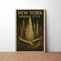 Dream City New York Artistic Travel Poster PosterGoat