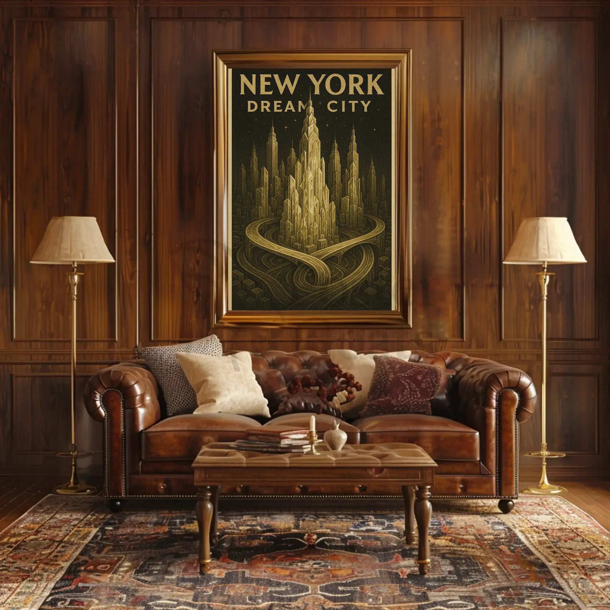 Dream City New York Artistic Travel Poster PosterGoat