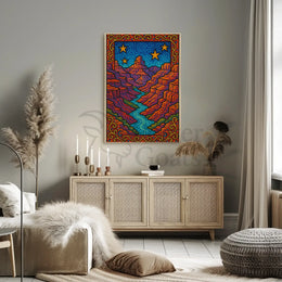 Dreamlike Canyon Scene with Stars National Park Poster PosterGoat