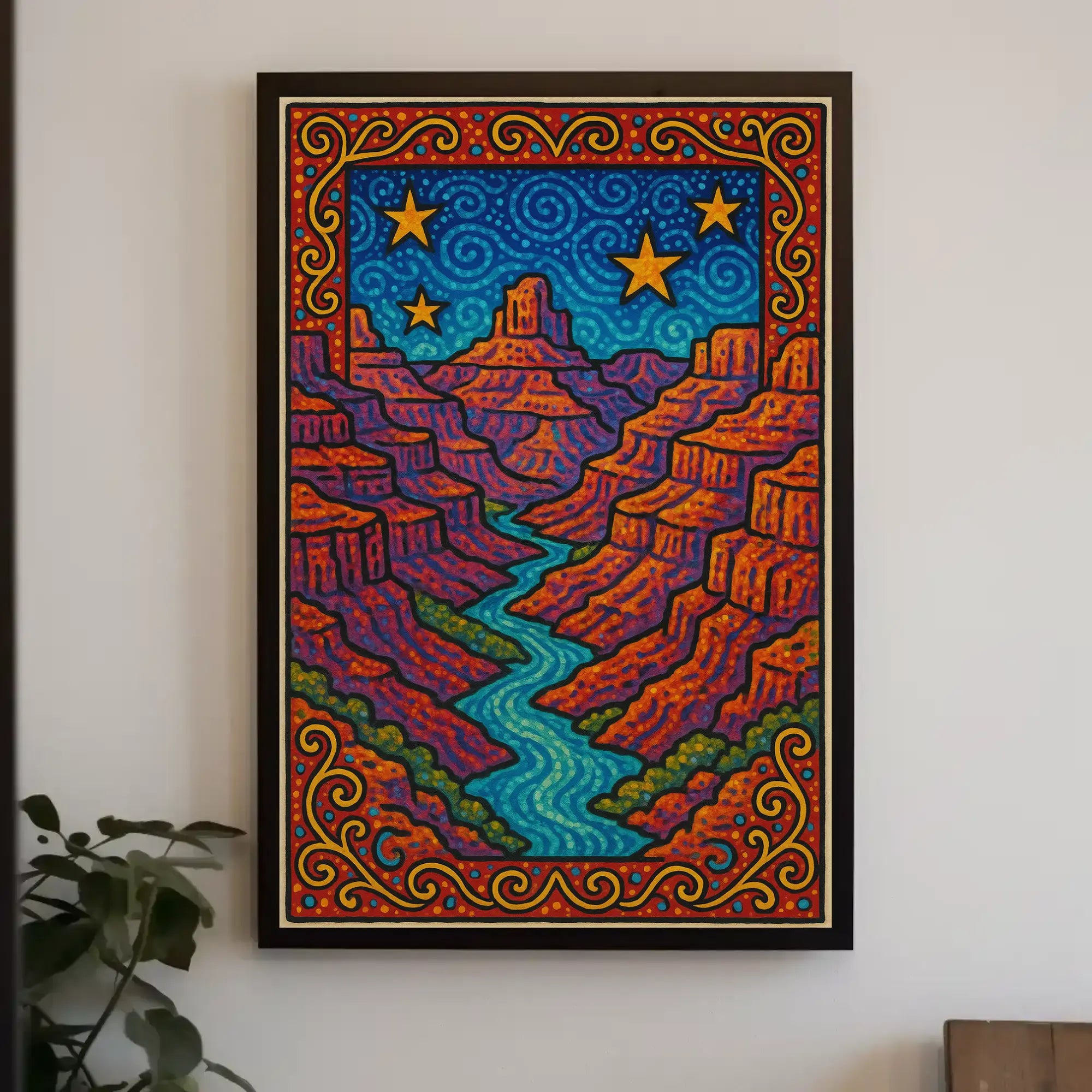 Dreamlike Canyon Scene with Stars National Park Poster PosterGoat