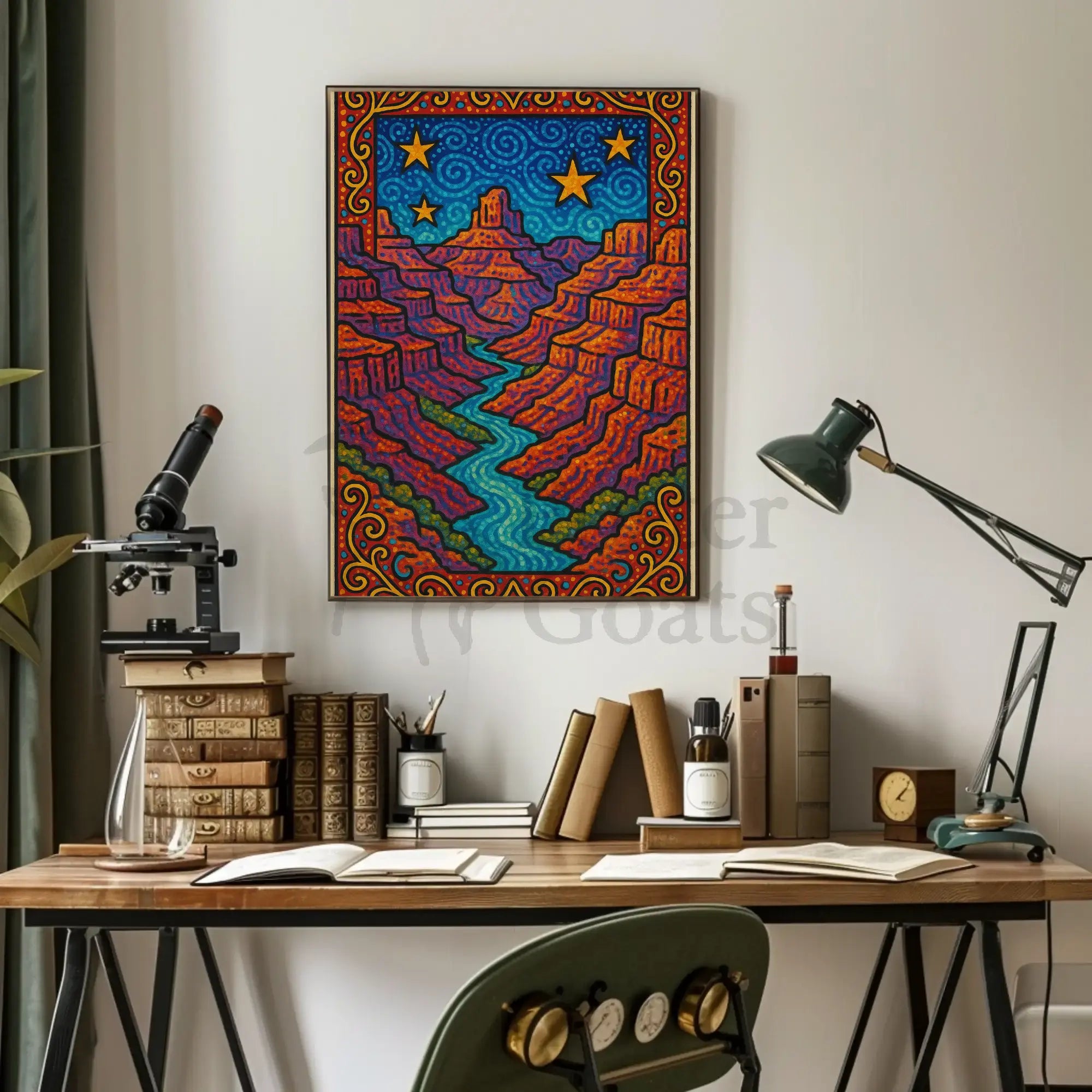 Dreamlike Canyon Scene with Stars National Park Poster PosterGoat