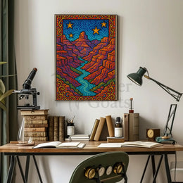 Dreamlike Canyon Scene with Stars National Park Poster PosterGoat