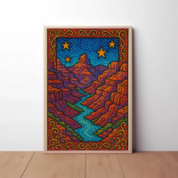 Dreamlike Canyon Scene with Stars National Park Poster PosterGoat