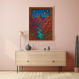 Dreamlike Canyon Scene with Stars National Park Poster PosterGoat