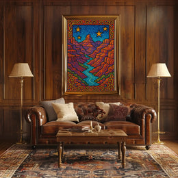 Dreamlike Canyon Scene with Stars National Park Poster PosterGoat