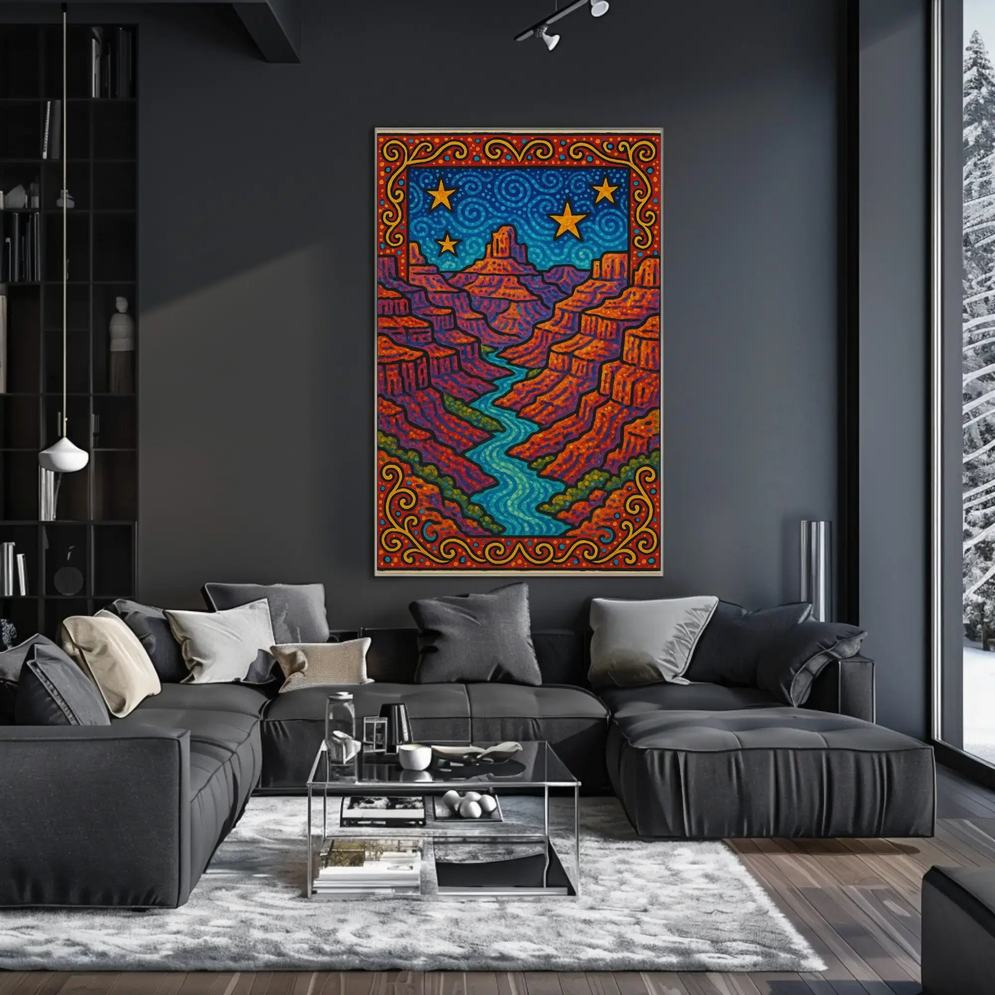 Dreamlike Canyon Scene with Stars National Park Poster PosterGoat