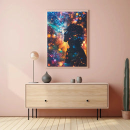 Dreamlike Silhouette with Cosmic Lights Abstract, Artistic Poster PosterGoat