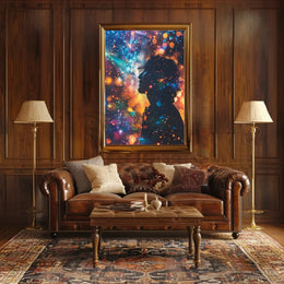 Dreamlike Silhouette with Cosmic Lights Abstract, Artistic Poster PosterGoat