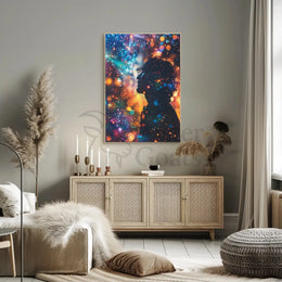 Dreamlike Silhouette with Cosmic Lights Abstract, Artistic Poster PosterGoat