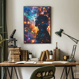 Dreamlike Silhouette with Cosmic Lights Abstract, Artistic Poster PosterGoat