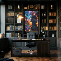 Dreamlike Silhouette with Cosmic Lights Abstract, Artistic Poster PosterGoat
