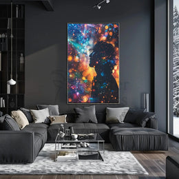 Dreamlike Silhouette with Cosmic Lights Abstract, Artistic Poster PosterGoat